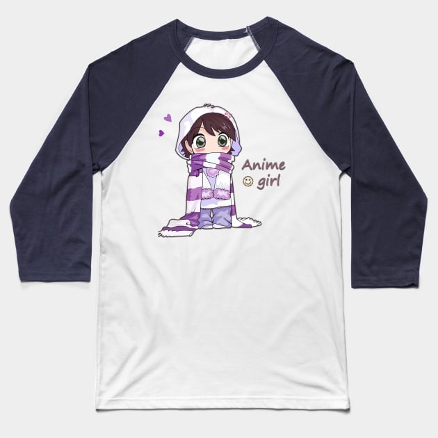 Anime girl Baseball T-Shirt by MaithamAlrawi